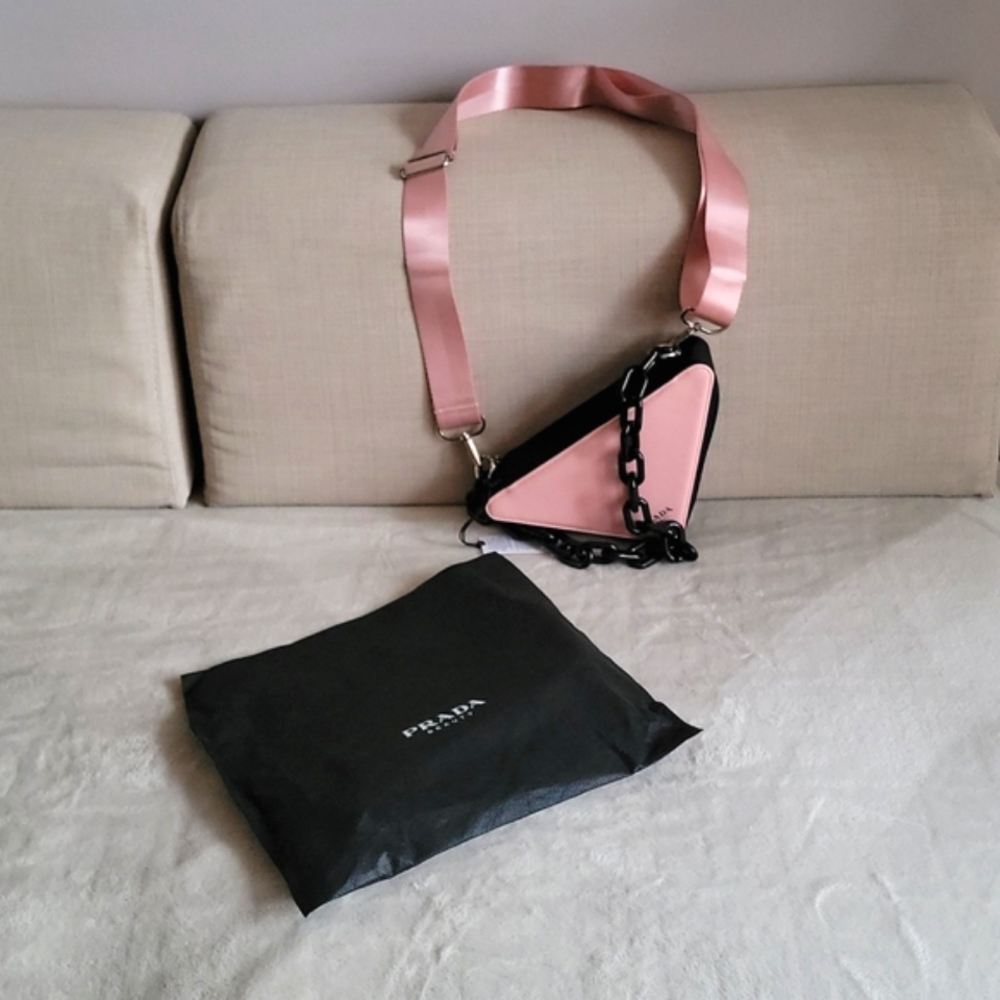 Prada beauty triangle zipper pouch crossbody shoulder bag